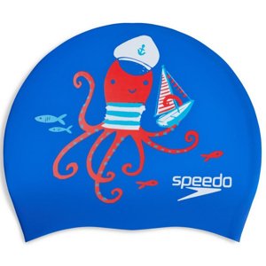 Detská plavecká čiapka speedo slogan cap junior červeno/modrá