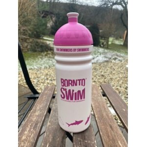 Borntoswim shark water bottle ružová